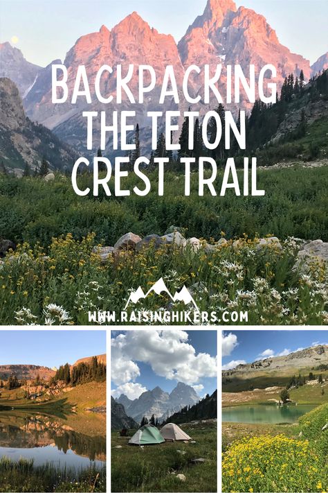 Collage of photos in Grand Teton National Park on the Teton Crest Trail Wyoming Backpacking, Hiking 101, Mexico Life, Backpacking Trails, Vietnam Backpacking, Backpacking Trips, Wyoming Travel, California Hikes, Backpacking South America