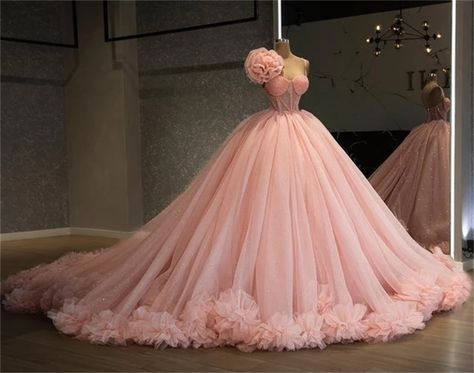 Ruffles Ball Gown Quinceanera Dress Pink Pleats Spaghetti Strap puffy sweet 16 Dresses Vestidos De 15 Años 2021 _ - AliExpress Mobile Dresses Puffy, Gown Evening Dresses, Puffy Prom Dresses, Debut Gowns, Made Flowers, Quinceanera Dresses Pink, Pink Ball Gown, Quincenera Dresses, Puffy Dresses