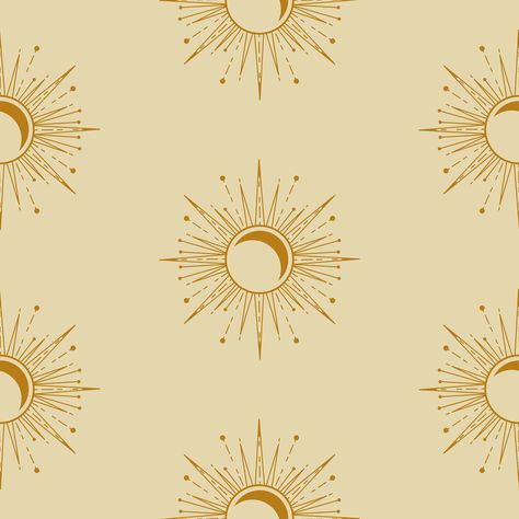 This sun and moon wallpaper features delicate illustrations in a typical occult style. The whimsigoth design works well in boho themed rooms and is great for those with an interest in mystical and occult themes. Moon Sun Illustration, Witchy Sun Tattoo, Mandala Moodboard, Sun Illustration Vintage, Whimsigoth Design, Moon And Sun Illustration, Boho Sun Wallpaper, Sun And Moon Illustration, Sun And Moon Aesthetic