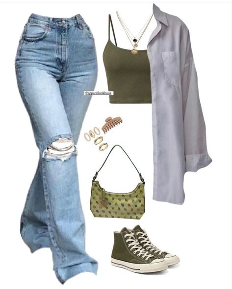 Modern Looks Outfits, Sweet Wear Aesthetic, Full Wide Leg Jeans Outfit, Casual Trendy Outfits 2023, Picture Day Outfit Summer, Ootd Ideas Simple School Outfits, Casual Outfit Board, Hour Glass Figure Outfits Aesthetic, Nuetral Pallete Outfits Spring