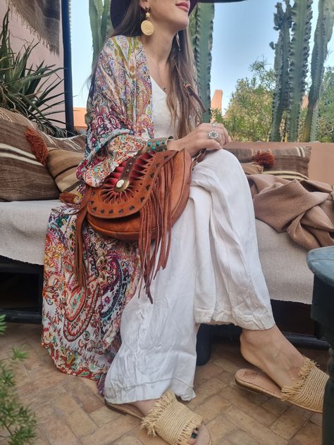 Boho Leather Bags, Leather Bag Handmade, Brown With Red, Boho Handbags, Bohemian Bags, Moroccan Leather, Boho Leather, Western Leather, Brown Women