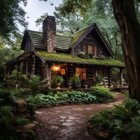 No phone or Wi-Fi needed. This is my... - Cabin in the Woods Tiny Home Cabins, Mansion In The Woods, Cabin Exterior Design, Farmhouse Vibes, Cabin Aesthetic, Log Cabin Rustic, Timber Homes, Forest Cottage, No Phone