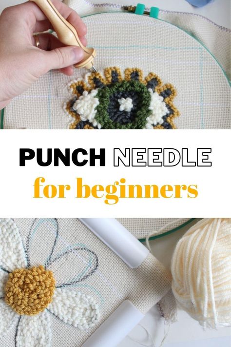 Tela, Needle Punch Embroidery Ideas, Needle Punching For Beginners, How To Finish A Punch Needle Project, Punch Needle Beginner Pattern, Punch Needle Starter Kit, Needle Punch Embroidery Tutorials, Punch Yarn Art, Punchneedle Ideas Tutorials