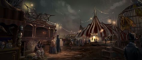 ArtStation - Circus of magical creatures Circus Wallpaper, Caraval Book, Carnival Fantasy, Circus Characters, Circus Aesthetic, Carnival Art, Dark Circus, The Victorian Era, Circus Art