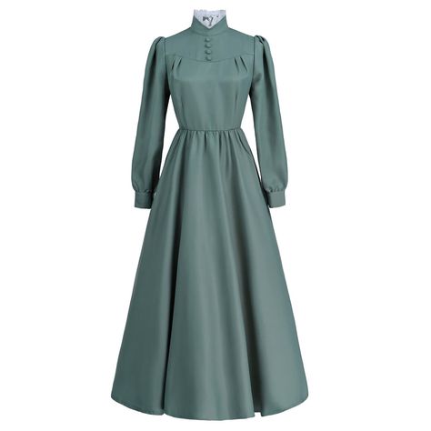 Victorian Era Peasant Dress, Vintage Cape Dress, Victorian Themed Party, Green Victorian Dress, Victorian Era Dress, 1800 Dress, Victorian Sleeves, Edwardian Era Dress, 1800s Dresses