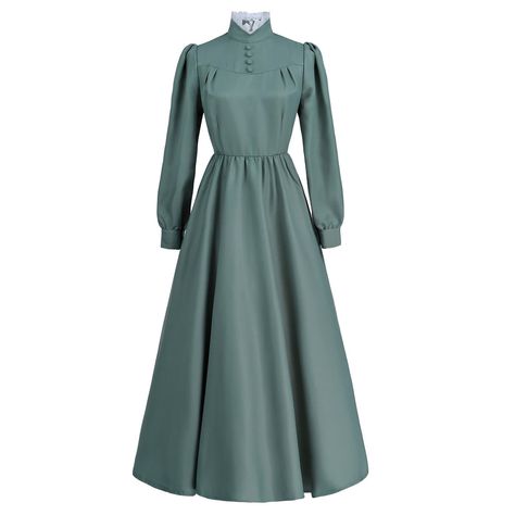 Victorian Dress Style, Victorian Era Peasant Dress, Elegant Vintage Dress, Plus Size Edwardian Fashion, Dresses 1800s Style, Victorian Green Dress, 1912 Fashion Women, 1800s Dresses Casual, Little Women Fashion