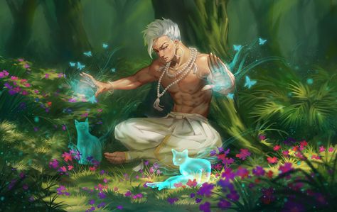 ArtStation - soul recover, Jun Tai Li; monk; asian fantasy; male; man; spirit magic; shirtless men; fantasy; pathfinder; D&D Fantasy Artwork, Coven, Art Station, Wow Art, Arte Fantasy, Fantasy Inspiration, Character Creation, Character Portraits, Dark Fantasy Art