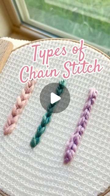 Sam | DIY Embroidery Kits, Crafts, & Tutorials on Instagram: "3 Types of Chain Stitch🪡🤍  Which is your favorite?  There are a few more variations, but these are the most commonly used for sweaters. I am partial to regular chain stitch because I learned it first and have been using it for 5+ years, but I do love to use 1 Step Regular Chain Stitch when embroidering on sweaters.   Which do you find easiest?  #embroidery #babysweater #namesweater #diycrafts #handembroidery #embroideredclothing #chainstitch" Embroidery Sweater Diy, Diy Patches Embroidery, Types Of Embroidery Stitches, Stitch Patch, Clothes Embroidery Diy, Diy Wool, Lazy Daisy Stitch, Crafts Tutorials, Diy Embroidery Kit