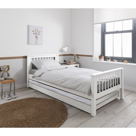 The beautiful Hampshire bed offers a clean and contemporary vibe to your children's bedroom. The simple neutral shades and minimalistic design is both chic and versatile, whilst the sturdy posts, shaker style head and footboards and solid pine construction offer a stable space for your little one to rest their head. Choose from a bright white or stylish grey shade. If you're looking to maximise space, why not add one of our underbed trundles? These nifty pull out drawers are brilliant for keepin Tidy Bed, Small Single Bed, Single Beds With Storage, Kids Single Beds, Pine Beds, Bedroom Drawers, Single Bed Frame, Single Mattress, Single Bedroom