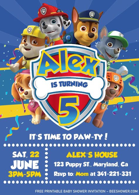 Awesome Paw Patrol Invitation Templates - Editable With MS Word Paw Patrol Party Invites Free Printable, Free Paw Patrol Invitations Template, Paw Patrol Invitations Free Template, Paw Patrol Invitations Printables, Paw Patrol Invitation Template, Paw Patrol Printables Free, Paw Patrol Birthday Card, Paw Patrol Party Invitations, Paw Patrol Invitation