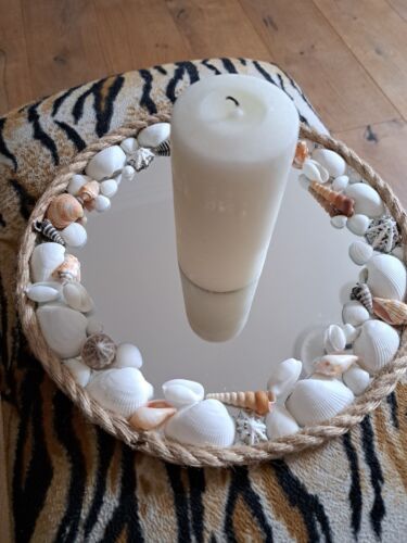 Seashell And Rope Mirror/ Table centre. | eBay Seashell Table Decor, Seashell Table, Seashell Art Diy, Rope Mirror, Beachy Decor, Indoor Activities For Kids, Seashell Art, Table Centers, Indoor Activities