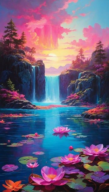 Nature, Dream Art Fantasy, River Waterfall, River Forest, Waterfall Adventure, Air Terjun, Forest Mountain, Purple Halloween, Waterfall Photography