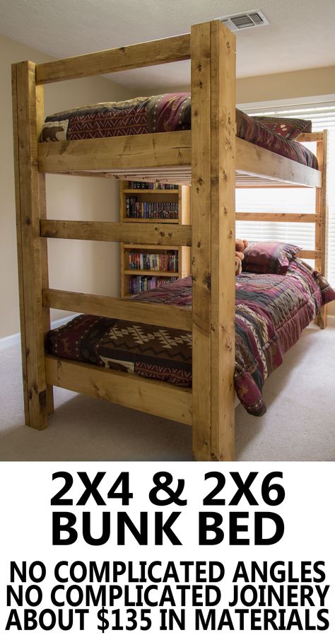 Build your own bunk bed. Super easy and super strong. Loft Bed For Adults, Build A Loft, Stairs Diy, Build A Loft Bed, A Loft Bed, Bunk Bed Plans, Triple Bunk Beds, Modern Bunk Beds, Diy Bunk Bed