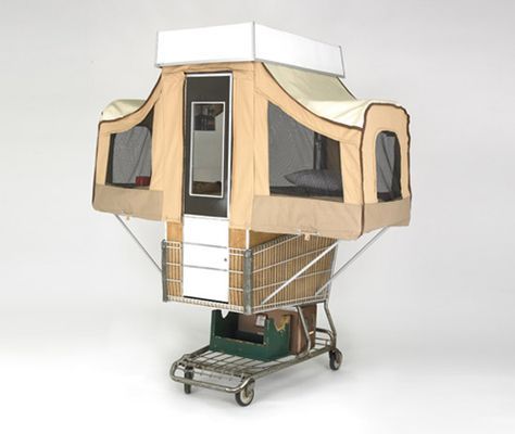 Shopping cart camper. If I was homeless, this would be quite convenient. Coffee Machine, Kitchen Appliances, Coffee Maker