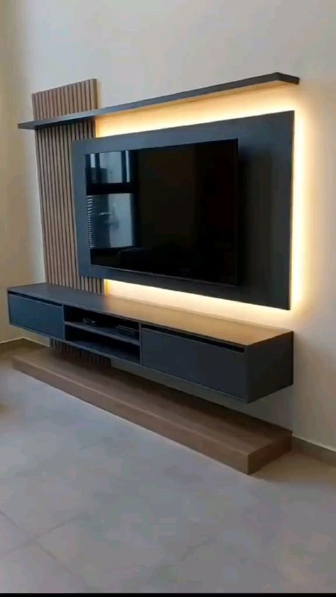 Lcd Unit Design, Floating Desks, Lcd Wall Design, Tv Cabinet Design Modern, Lcd Wall, Lcd Panel Design, Visual Clutter, Modern Tv Unit Designs, Tv Walls
