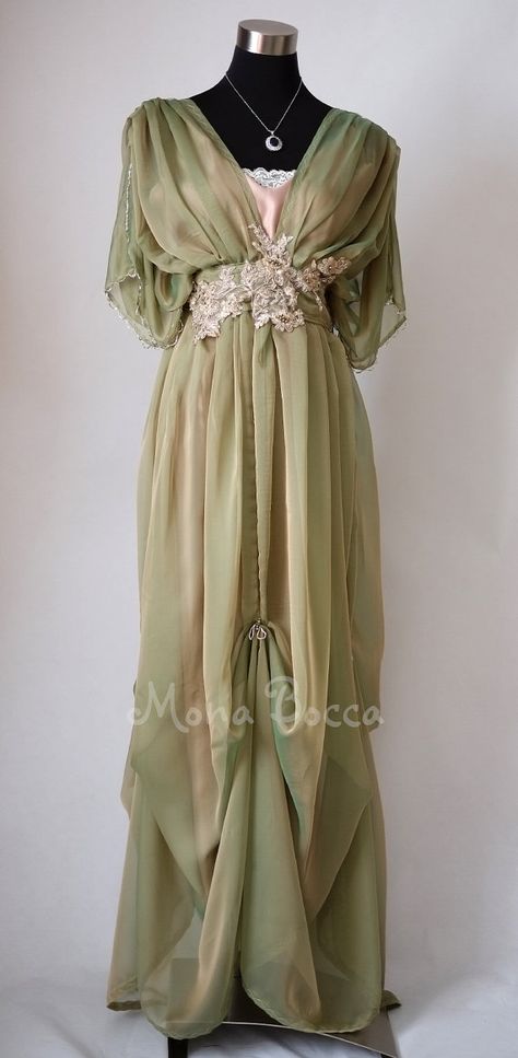 A stunning, Edwardian style dress. From MonaBocca Edwardian Dresses Evening, Edwardian Garden Party Dress, 1910s Formal Dress, Edwardian Blue Dress, 1900s Formal Dress, Vintage Fancy Dress, Fashion 1900 Women, 1910s Evening Gown, 1910s Fashion Women Evening Gowns