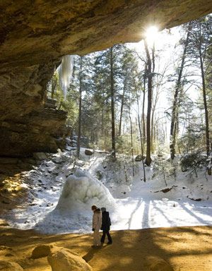 Hocking Hills, Ohio frozen landscape. Midwest Getaways, Midwest Winter, Winter Weekend Getaway, Hocking Hills Ohio, Camping In Ohio, Hocking Hills State Park, Hocking Hills, Midwest Living, Weekend Escape