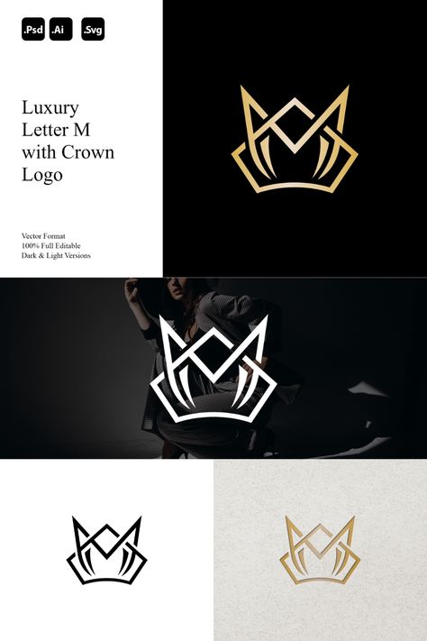 Luxury Letter M with Crown Logo Ideal for: - Premium Branding - Royal and Majestic Themes - Elegant and Luxurious Businesses You'll receive: - 100% Resizable vector logo - Customizable colors - AI, PSD & SVG files For support and customization, contact us. Crown your brand with regal elegance using our Luxury Letter M with Crown Logo. Make a statement of premium distinction. Letter M With Crown, M Name, Premium Branding, Mc Logo, Cm Logo, Logo M, Regal Elegance, Crown Logo, Letter M