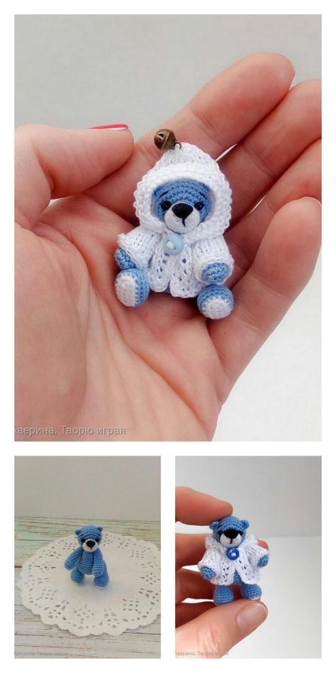 Miniature Amigurumi Free Pattern, Micro Crochet Patterns, Crochet Bunny Pattern Free Amigurumi, Micro Crochet Pattern Free, Micro Amigurumi, Rainbow Teddy Bear, Micro Crochet, Amigurumi Plush, Crochet Bear Patterns