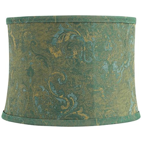 Designed by Springcrest Collection™, this softback drum lamp shade adds traditional character to your living room. It features a floral pattern in green and yellow that adds an understated dose of color to any tabletop. The shade features white interior lining for true, bright illumination, while self-trim adds a tailored finish. Green Lamp Shade, Green Lamp, Drum Lamp Shade, Drum Light, Drum Lamp, Woven Shades, Earthy Green, Gold Lamp, Guest Room Decor