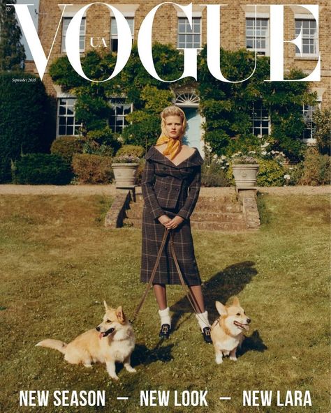 Lara Stone Models Demure Fashions for Vogue Ukraine Quentin De Briey, Vintage Vogue Covers, Vogue Ukraine, Lara Stone, Vogue Magazine Covers, Vogue Archive, 강아지 그림, Fashion Magazine Cover, Fashion Cover