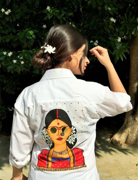 Fabric Colour Painting, Fabric Paint Shirt, Saree Painting Designs, Fabric Paint Diy, Painted Clothes Diy, Saree Painting, Hand Work Design, Fabric Painting Techniques, Fabric Painting On Clothes