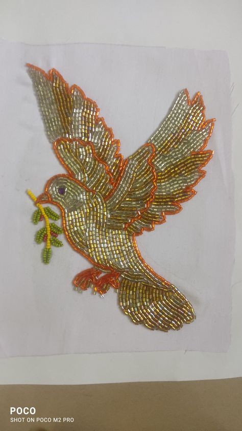 Couture, Patchwork, Birds Designs Embroidery, Birds Aari Work Designs, Hand Embroidery Birds Design, Chamki Work Designs Aari Blouse, Parrot Aari Work Designs, All Beads Aari Work Design, Beads Work Embroidery Design