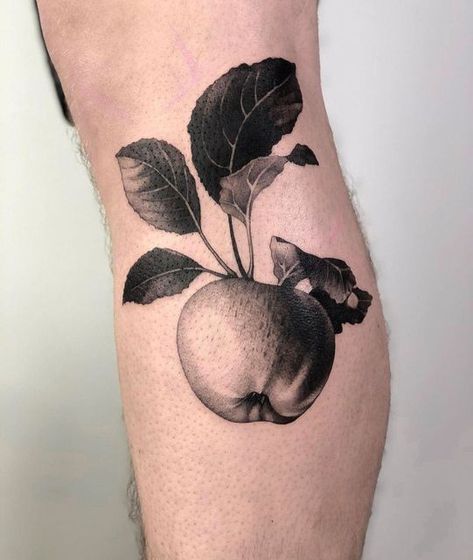 Apple Tattoo Ideas, Apple Tattoo, Fruit Tattoo, Dotwork Tattoo, Tattoo Magazine, B Tattoo, Krakow Poland, Tattoo Magazines, Black Tattoo