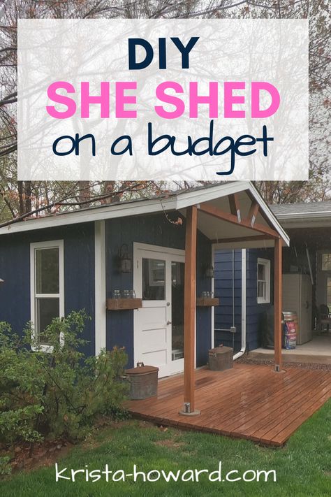 Diy She Shed On A Budget, She Shed On A Budget, She Shed Decorating Ideas, Diy She Shed, Budget Interior, Shed Office, Shed Interior, Craft Shed, Shed Decor