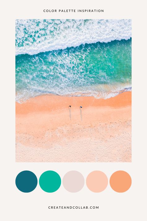 Summer Pallets Colors, Peach Teal Aesthetic, Beach Colours Bedroom, Colour Palette With Turquoise, Summer Beach Colour Palette, Aqua And Blush Color Palette, Peach And Turquoise Bedroom, Coral Beach Color Palette, Turquoise And Sand Color Palette