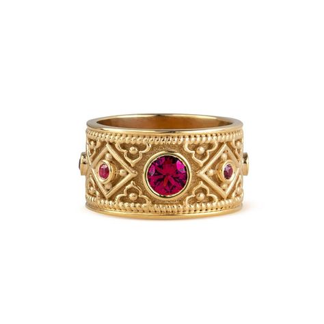 Italian Gold Ruby Ring, Roman Style Ring, Gold Etruscan Ring, 14K Solid Gold Womens Wide Band, Handmade Byzantine Jewelry, Etruscan Gift - Etsy UK Italian Ring, Byzantine Ring, Gold Ruby Ring, Byzantine Rings, Byzantine Jewelry, Real Images, Ruby Ring Gold, Ring Inspired, Roman Style