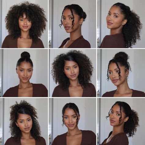 Curly hairstyles ideas for your birthday✨💕 which one is your fav? 🥰 . . . . . . . . #curlyhairstyles#hairstyleideas… | Instagram Professional Black Women Hairstyles, Natural High Buns For Black Women, Natural Side Part Hairstyles, Curly Haircuts For Black Women, Frizzy Curly Hairstyles, Κούρεμα Bob, Cabello Afro Natural, Mixed Curly Hair, Quick Natural Hair Styles