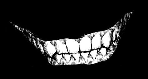 Dark Art Monster Smile Drawing, Evil Mouth Drawing, Manga Evil Smile, Creepy Smile Tattoo, Evil Smile Tattoo, Evil Smile Drawing Reference, Evil Grin Drawing Reference, Creepy Smile Drawing Reference, Creepy Smile Drawing