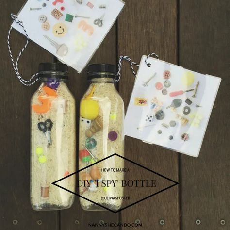 Diy Ispy Bottles, I Spy Jars Diy, Lock In Ideas, I Spy Bottle, Sensory Bottles For Toddlers, Spy Bottle, Mystery Crafts, Sand Art Bottles, Kids Handicraft