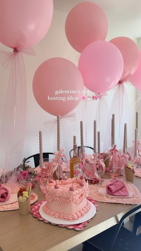 i love a cute and easy party hack and opting for large 24-36in balloons for decor is one of my favorite ways to create a big look for less!… | Instagram Coquette Birthday Aestethic, Pink Coquette Birthday, Pink Aesthetic Party, Pink 21st Birthday Ideas, Pink Birthday Theme, Pink Party Foods, Pink Birthday Decorations, Pink Party Theme, Girly Birthday Party