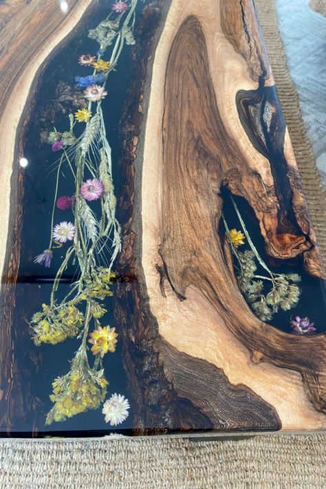 Nature, Epoxy Resin Kitchen Table, Epoxy Flower Table, Resin Flower Table, Epoxy Live Edge Table, Flower Side Table, Epoxy Decor, Epoxy Desk, Resin Desk