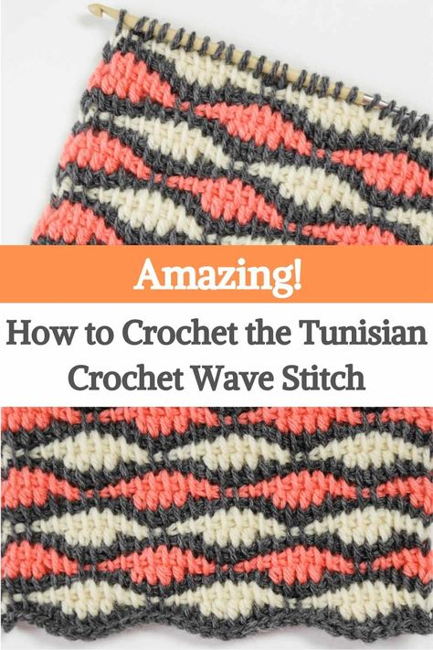Tunisian Graphgan Patterns, Wave Crochet Stitch, Crochet Wave Stitch, Crochet Graphgan, Wave Stitch, Tl Yarn Crafts, Wave Crochet, Tunisian Crochet Patterns, First Encounter
