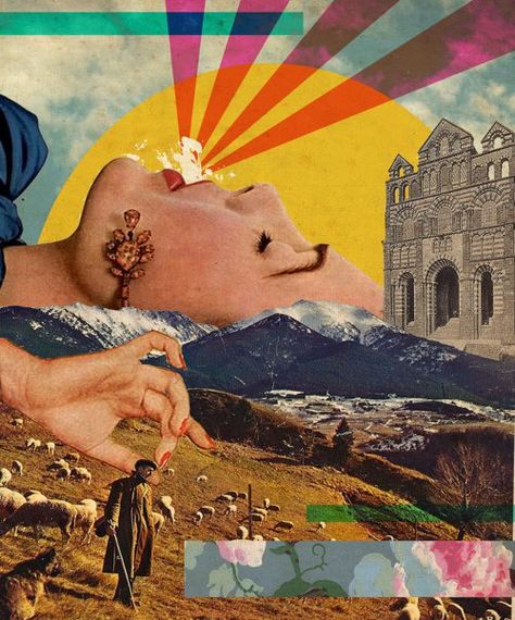 surreal collage - This piece represents Harmony in the way that these things are so different yet they all work together. Weimar, Collage Art Techniques, Abstract Mixed Media Collage, Collage Art Design Ideas, Thoughtful Art, Kollage Konst, Surrealism Artwork, Vintage Collage Art, Collage Kunst