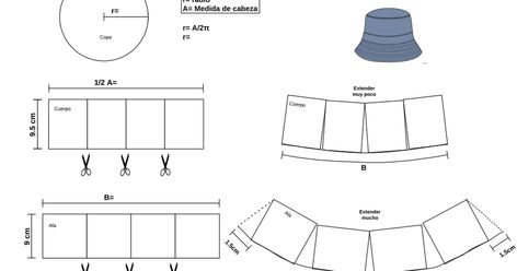 Patron bucket hat .pdf - Google Drive Couture, Tela, Molde, Bucket Hat Template Measurements, Pola Topi Bucket Hat, Bucket Hat Template, Patron Bob, Bucket Hat Measurements, Jean Bucket Hat