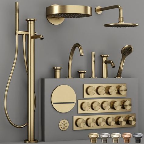 GESSI ORIGINI Bathroom faucet set 2 Bathroom Furniture, Gessi Bathroom, Copper Faucet, Zen Bathroom, Bathroom Showrooms, Chrome Bathroom, Shower Taps, Shower Systems, Bathroom Faucet