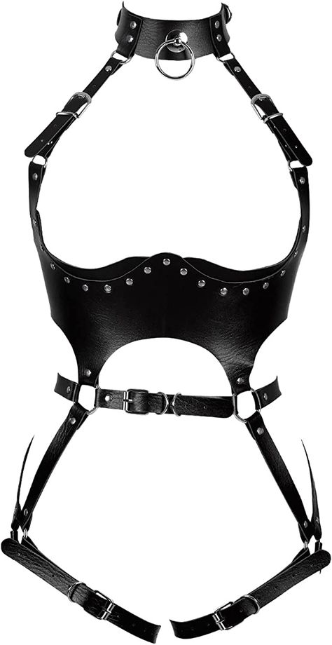 Amazon.com: Women Rave Punk Body Harness Lingerie Leather Chest Caged Bra Body Chains Jewelry Full Hollow Out Frame Adjust Belts (Pink): Clothing, Shoes & Jewelry Harness Outfit Festival, Leather Body Harness Outfit, Chest Harness Fashion Women, Full Body Leather Harness Women, Harness Drawing Reference, Hands Over Chest Reference, Chain Outfits Women, Lingiere Outfit Harness, Body Harness Fashion