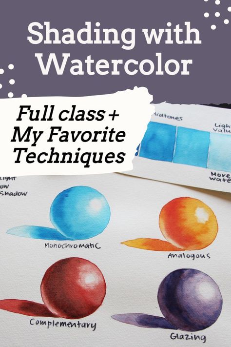 Watercolor Sphere Tutorial, Watercolor Art For Intermediate, Shading In Watercolor, Light And Shadow Watercolor, Shading With Watercolor, Watercolour Exercises For Beginners, Watercolor Blending Techniques, Watercolor Shading Techniques, Watercolor Value Study