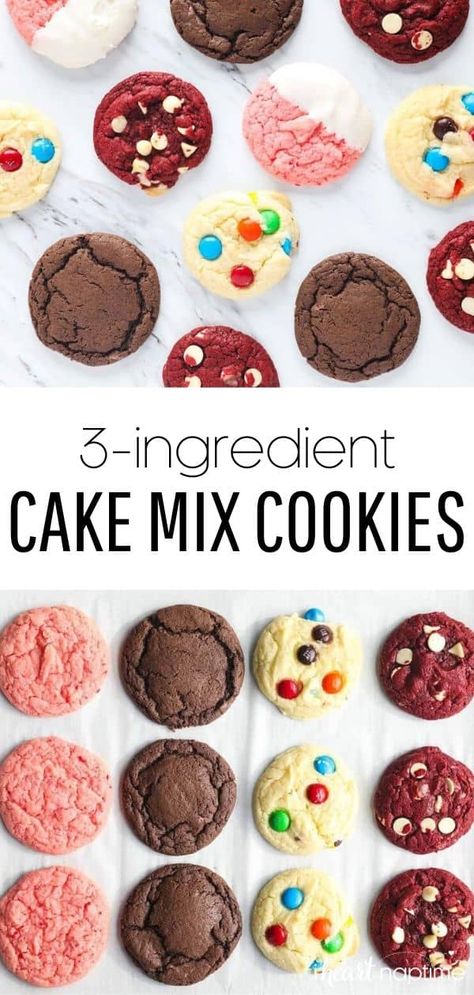 Thermomix, 3 Ingredient Cake, Cake Box Cookies, 3 Ingredient Cakes, 3 Ingredient Cookies, Cake Mix Desserts, Cake Mix Cookie Recipes, Make Cookies, Dessert Easy