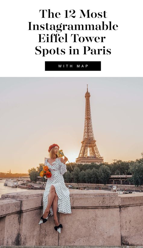 The 12 Most Instagrammable Eiffel Tower Spots in Paris (With Map) || Eiffel Tower Photo Spots || Best Of Paris || Must See Paris || Where To Take Photos In Paris ||#paris #eiffeltower #eiffeltowerphotospots #mapparis Paris Outfits Eiffel Towers, Photo Ideas Eiffel Tower, Outfits For Eiffel Tower, Instagrammable Spots In Paris, Photo With Eiffel Tower, Instagram Paris Photos, Paris Posing Ideas, Best Paris Photo Ideas, Photos With Eiffel Tower