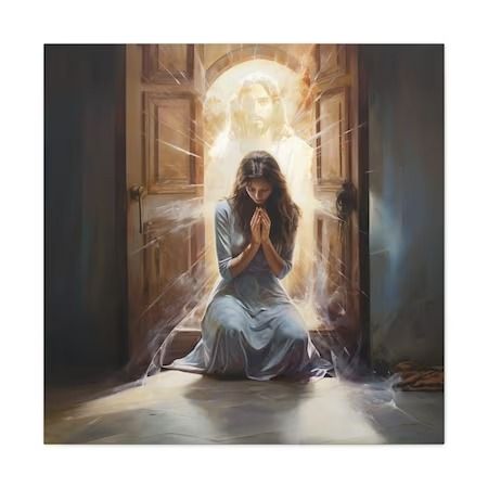 Woman Kneeling, Jesus Decor, Woman Praying, Prayer Images, Be Faithful, Jesus Drawings, Jesus Artwork, Christian Paintings, Jesus Christ Artwork