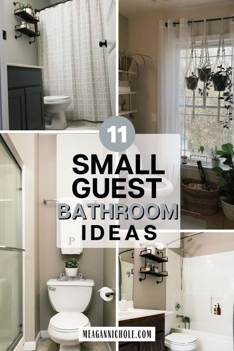 If you're looking for ways to decorate your small guest bathroom, get inspired by this list of small guest bathroom decor ideas. Maybe a small guest bathroom remodel isn't necessary! Avoid a remodel by using these budget-friendly guest bathroom decor ideas for your hall bathroom or half bath. Check out why I chose our small guest bathroom as the first room to decorate. Get all the small guest bathroom inspiration you need here at MeaganNichole.com Timeless Guest Bathroom Ideas, Beautiful Guest Bathrooms, Small Guest Bathroom Decor, Small Guest Bathroom Remodel, Guest Bathroom Inspiration, Guest Bathroom Decor Ideas, How To Decorate Above Bed, Decorate Above Bed, Guess Bathroom