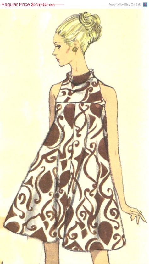 Style Année 60, Patron Vintage, Vogue Dress, Sixties Fashion, Shoes Ideas, Vintage Dress Patterns, Vogue Pattern, Retro Mode, Tent Dress