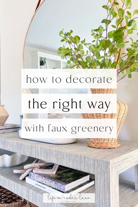 Bring a touch of everlasting greenery into your home with our top tips for decorating with fake plants. Whether you're aiming for a lush, faux plants decor or just a hint of greenery decor, this blog post has all the advice you need to incorporate artificial plants into your living space. Discover how to choose, place, and style fake plants to enhance your home decor, creating a vibrant yet maintenance-free environment that feels both fresh and inviting. Artificial Plant Ideas Home Decor, Artificial Plants Decor Ideas, Decorating With Fake Plants, Plants Above Kitchen Cabinets, Faux Flowers Decor, Faux Plants Decor, Artifical Plants, Cream Living Rooms, Above Kitchen Cabinets