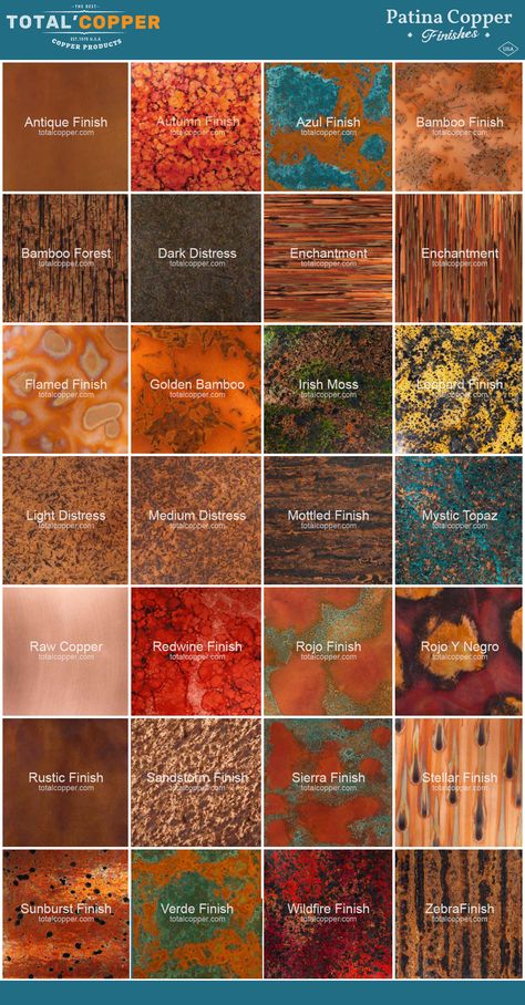 Actual sample pieces of our real patina copper. Includes all of our 28 patina colors. An excellent Way to explore the look and feel of our copper. Also a great way to know for sure which ones will work the best for you. *Samples are embossed with our logo, not suitable for using for artwork or jewelry purposes. Ships Express Mail Free Same Day ! Actual Copper Sample Pieces All 27 Copper Finishes Included Each Piece is approximately 4-5 Inches by 4-5 Inches, Light 36 Gauge Copper Colored Cabinets, Copper Sheeting Backsplash, Make Pvc Look Like Copper, Patina Copper Backsplash, Copper Patina Wallpaper, Oxidized Copper Color Palette, Copper Patina Backsplash Kitchen, Copper Wood Kitchen, Faux Copper Finish