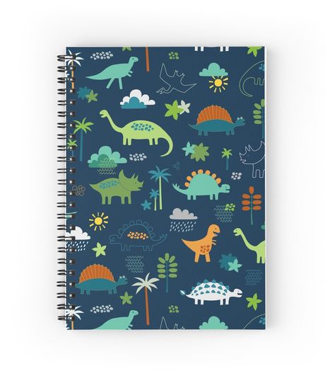 Spiral notebooks with high-quality edge-to-edge print on front. 120 pages in your choice of ruled or graph lines. A cute design of dinosaurs in a prehistoric world. T-rex, stegosaurus, triceratops, spinosaurus and pterodactyl happily wander this dinosaur landscape. Dinosaur Landscape, Dinosaur Notebook, Dino Pattern, Dinosaur Land, Cute Dino, Prehistoric World, Spiral Notebooks, T Rex, Spiral Notebook